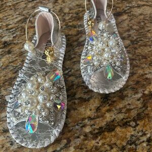 Silver Beaded Sandals
